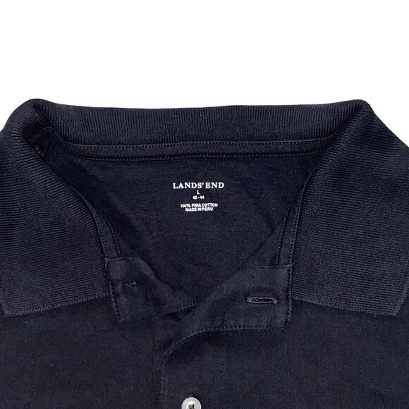 LAND'S END Men's Black Polo Size L 42-44 (100% PIMA COTTON) Like New - Picture 7 of 7